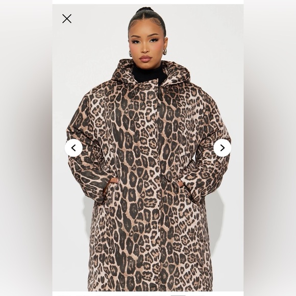 NWT Fashion Nova Leopard Print Puffer Coat SIZE 2X - Picture 3 of 4